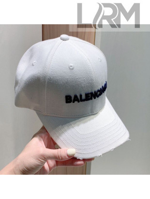 Balenciaga Logo Canvas Baseball Hat White 2021 06