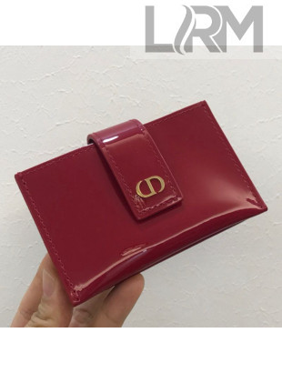 Dior 30 Montaigne CD 5-Gusset Card Holder in Dark Red Patent Calfskin 2020