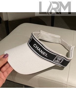 Chanel Canvas Visor Hat with Chanel Band White 2021
