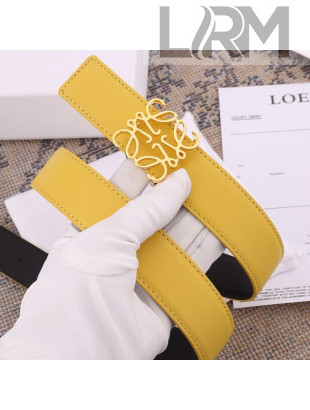 Loewe Grained Calfskin Belt 3.2cm Yellow 2021