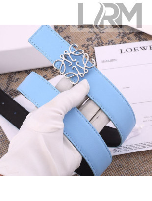 Loewe Grained Calfskin Belt 3.2cm Light Blue 2021