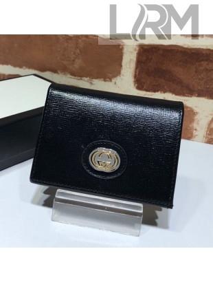 Gucci Leather Interlocking G Card Case Wallet 598532 Black 2019
