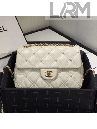 Chanel Quilted Lambskin Flap Bag AS1202 White 2019