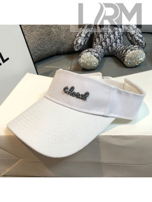 Chanel Canvas Visor Hat with Crystal CHANEL White 2021