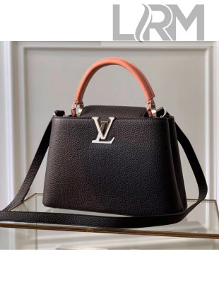 Louis Vuitton Taurillon Leather Capucines BB/PM Top Handle Bag M42259 Black/Pink