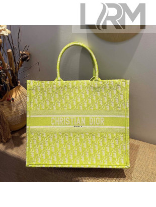 Dior Large Book Tote Bag in Lime Green Oblique Embroidered Canvas 2021 M1286 