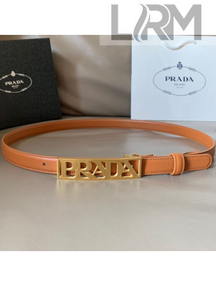 Prada Smooth Calfskin Belt with PRADA Buckle Brown 2021