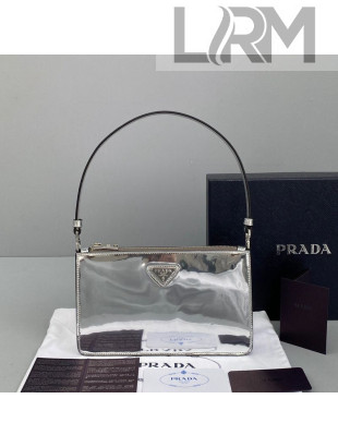 Prada Brushed Leather Mini Bag 1BC155 Silver 2021