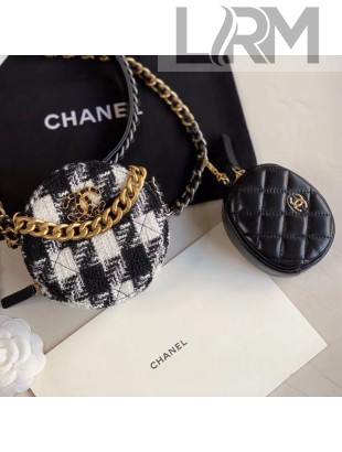 Chanel 19 Tweed Clutch with Chain & Coin Purse AP0986 Black/White 02 2019