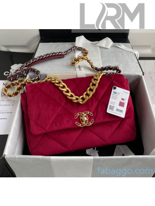 Chanel Velvet Chanel 19 Large Flap Bag AS1161 Amaranth 2020
