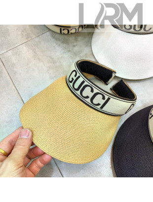 Gucci Straw Visor Hat with Gucci Band Khaki 2021