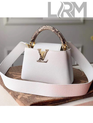 Louis Vuitton Taurillon & Python Leather Capucines MIni Top Handle Bag N97400 White