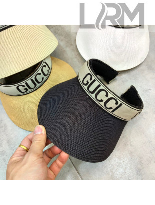 Gucci Straw Visor Hat with Gucci Band Black 2021