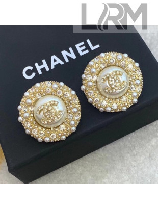 Chanel Crystal Round Stud Earrings AB5374 2020