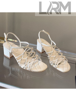 Chanel Laminated Lambskin Mesh Sandals G36876 White 2021