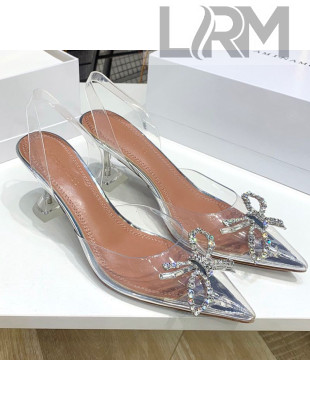 Amina Muaddi PVC Bow Sandals 7cm White 2021