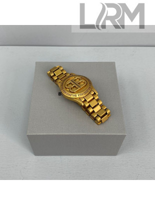 Balenciaga BB. Small Watch-Shaped Bracelet Gold 2021