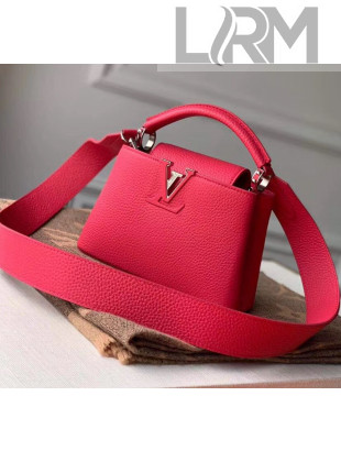 Louis Vuitton Taurillon Leather Capucines MIni Top Handle Bag Dragon Fruit Pink M55987