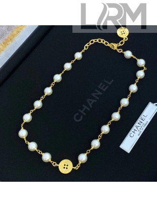 Chanel Pearl Button Short Necklace 2020