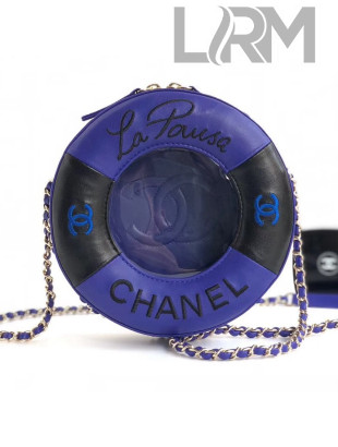 Chanel Lambskin Coco Lifesaver Round Bag AS0209 Blue/Black Cruise 2019