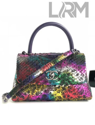 Chanel Python Leather Coco Handle Mini Bag Multicolor 2018