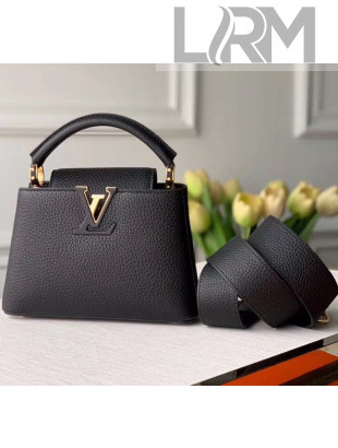 Louis Vuitton Taurillon Leather Capucines MIni Top Handle Bag M56071 Black