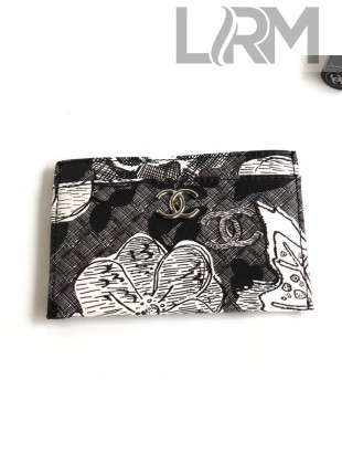 Chanel Printed Lambskin Card Holder Black 2018