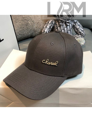 Chanel Canvas Baseball Hat with Crystal CHANEL Grey 2021