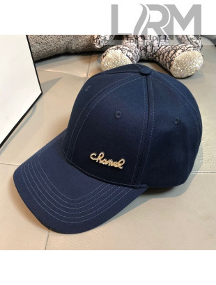 Chanel Canvas Baseball Hat with Crystal CHANEL Navy Blue 2021