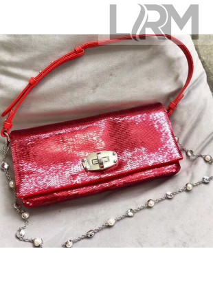 Miu Miu Crystal Sequin Shoulder Bag 5BD233 Red 2019