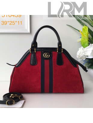 Gucci RE(BELLE) Suede Medium Top Handle Bag 516459 Red 2018