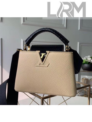 Louis Vuitton Taurillon & Python Leather Capucines MIni Top Handle Bag Beige/Black N95509 2020