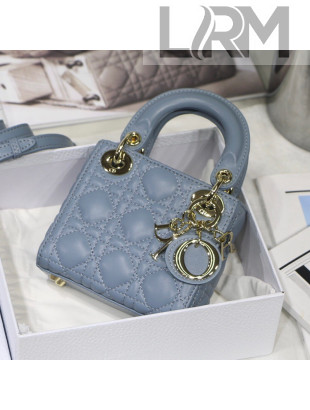 Dior Micro Lady Dior Bag in Cloud Blue Cannage Lambskin 2021 M6007 