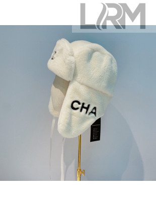 Chanel Rabbit Fur Chapka Hat White 2021 122163