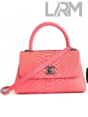 Chanel Python Leather Coco Handle Mini Bag Rosy 2018