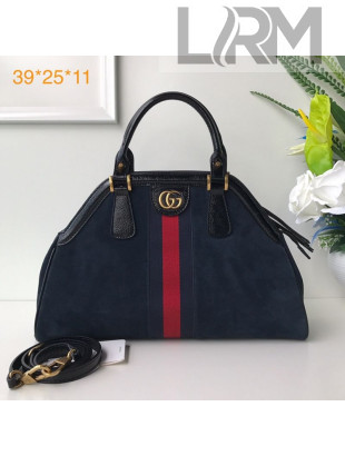 Gucci RE(BELLE) Suede Medium Top Handle Bag 516459 Dark Blue 2018