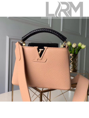 Louis Vuitton Taurillon & Python Leather Capucines MIni Top Handle Bag N95509 Nude Pink/Black 2020