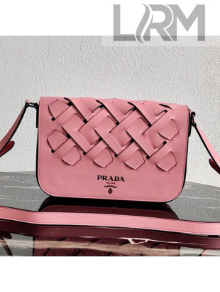Prada Woven Leather Tress Shoulder Bag 1BD246 Pink 2020