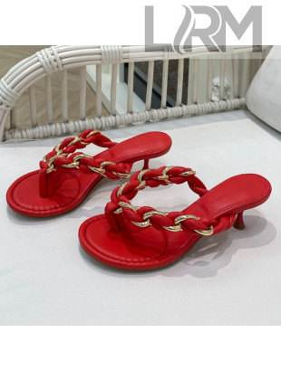 Bottega Veneta Dot Entwined Thong Sandals Red 2021