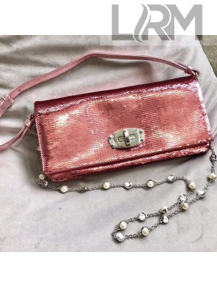 Miu Miu Crystal Sequin Shoulder Bag 5BD233 Pink 2019