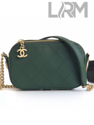 Chanel Quilted Calfskin Button Side Camera Case Bag A57574 Green 2019