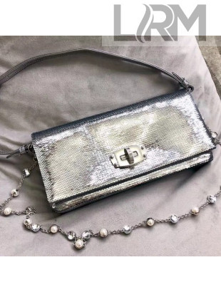 Miu Miu Crystal Sequin Shoulder Bag 5BD233 Silver 2019
