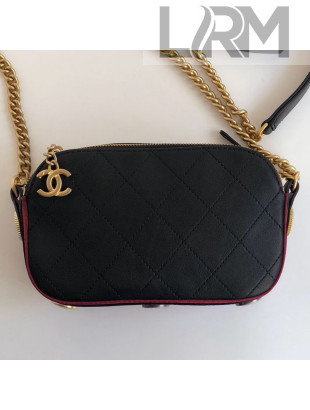 Chanel Quilted Calfskin Button Side Camera Case Bag A57574 Black 2019