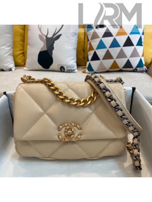 Chanel Lambskin 19 Small Flap Bag AS1160 Beige 2019 Top
