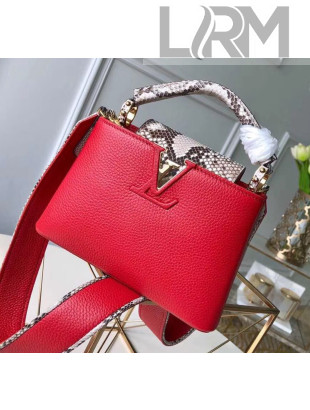Louis Vuitton Taurillon & Python Leather Capucines MIni Top Handle Bag N95509 Red 2020