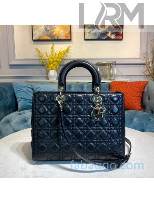 Dior Lady Dior Large Tote Bag in Black Cannage Lambskin 2020