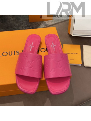 Louis Vuitton Revival Flat Slide Sandals in Monogram Embossed Calfskin Pink 2021