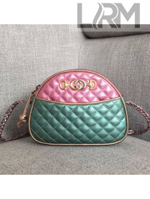 Gucci Matelassé Laminated Leather Mini Bag 534951 Pink/Blue 2018