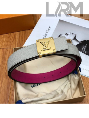 Louis Vuitton Reversible Leather Belt 3cm with Square Buckle Grey/Pink 2021