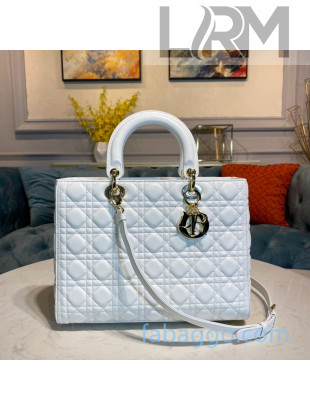 Dior Lady Dior Large Tote Bag in White Cannage Lambskin 2020